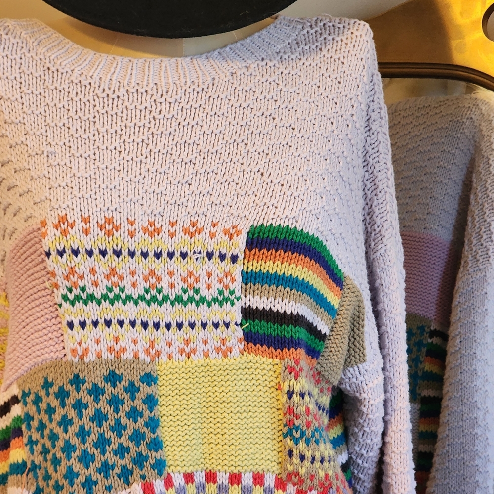 Vintage Patchwork Knit Sweater - image 3